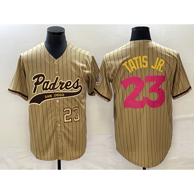 San Diego Padres #23 Fernando Tatis Jr Number Tan MIKSHPS NEW 2023 City Connect Cool Base Stitched Jersey
