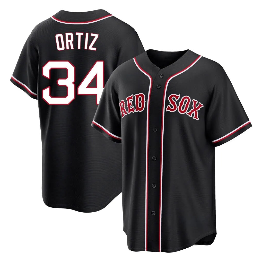 Boston Red Sox #34 David Ortiz Player Black MIKSHPS Out Home Game Stitched Jerseys