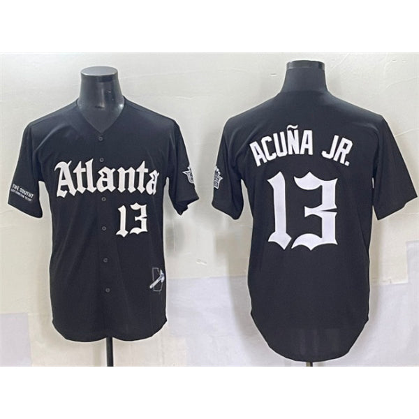Atlanta Braves #13 Ronald Acuna Jr. Black MIKSHPS Gothic South x Outkast Edition Vapor Limited Stitched Jersey