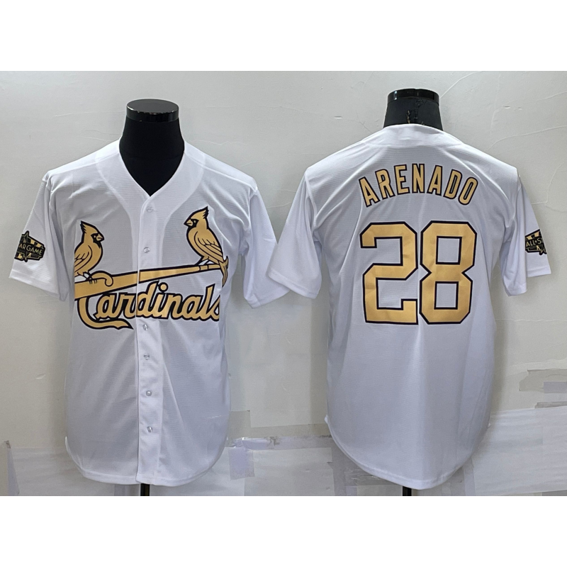 St. Louis Cardinals #28 Nolan Arenado White MIKSHPS 2022 All Star Stitched Cool Base Jersey