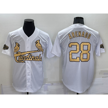 St. Louis Cardinals #28 Nolan Arenado White MIKSHPS 2022 All Star Stitched Cool Base Jersey