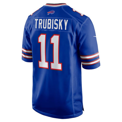 B.Bills #11 Mitchell Trubisky Royal MIKSHPS Game Jersey
