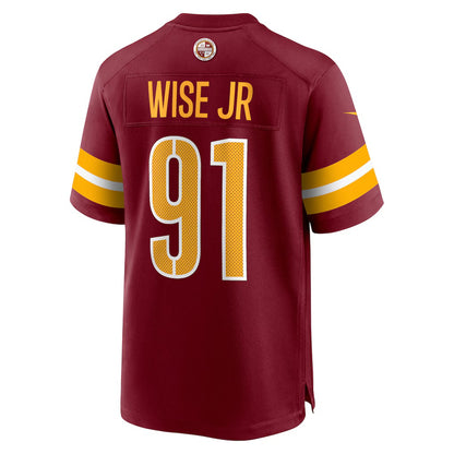 W.Commanders #91 Deatrich Wise Jr. Burgundy MIKSHPS Team Game Jersey