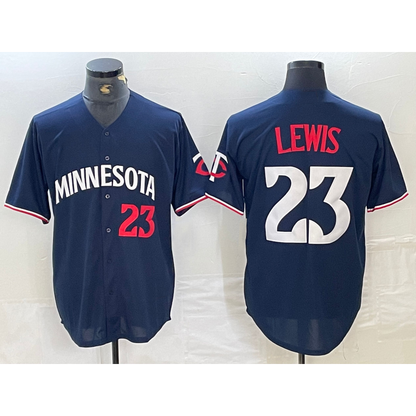 Minnesota Twins #23 Royce Lewis Number 2023 Navy Blue MIKSHPS Cool Base Stitched Jersey 2
