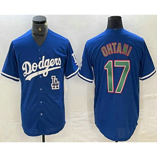 Los Angeles Dodgers #17 Shohei Ohtani Blue Green MIKSHPS Stitched Cool Base Jersey 2