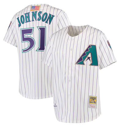 Arizona Diamondbacks #51 Randy Johnson Player White MIKSHPS Mitchell & Ness Limited Home Stitched Jerseys