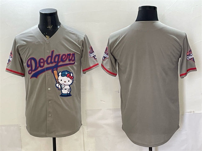 Los Angeles Dodgers Blank Grey MIKSHPS Hello Kitty Night 2025 World Series Champions Patch Stitched Jersey