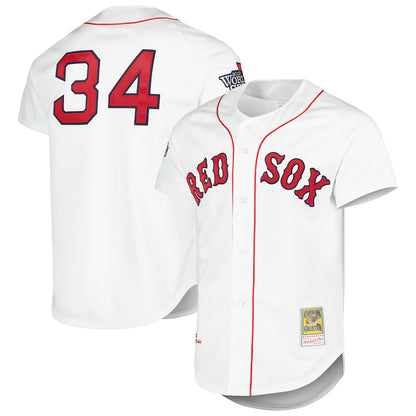 Boston Red Sox #34 David Ortiz Player White MIKSHPS Mitchell & Ness Cooperstown Collection Mesh Home Stitched Jerseys