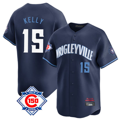 Chicago Cubs #15 Carson Kelly Player Navy MIKSHPS City Connect 150th Anniversary Limited Home Stitched Jerseys