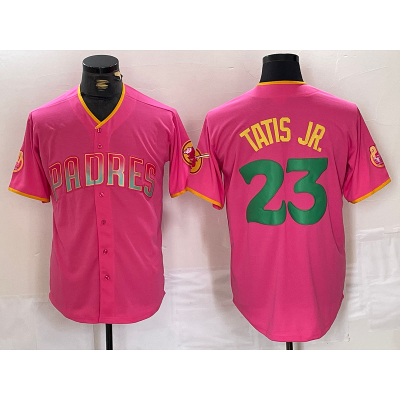 San Diego Padres #23 Fernando Tatis Jr. Pink MIKSHPS Cool Base Stitched Jersey 2