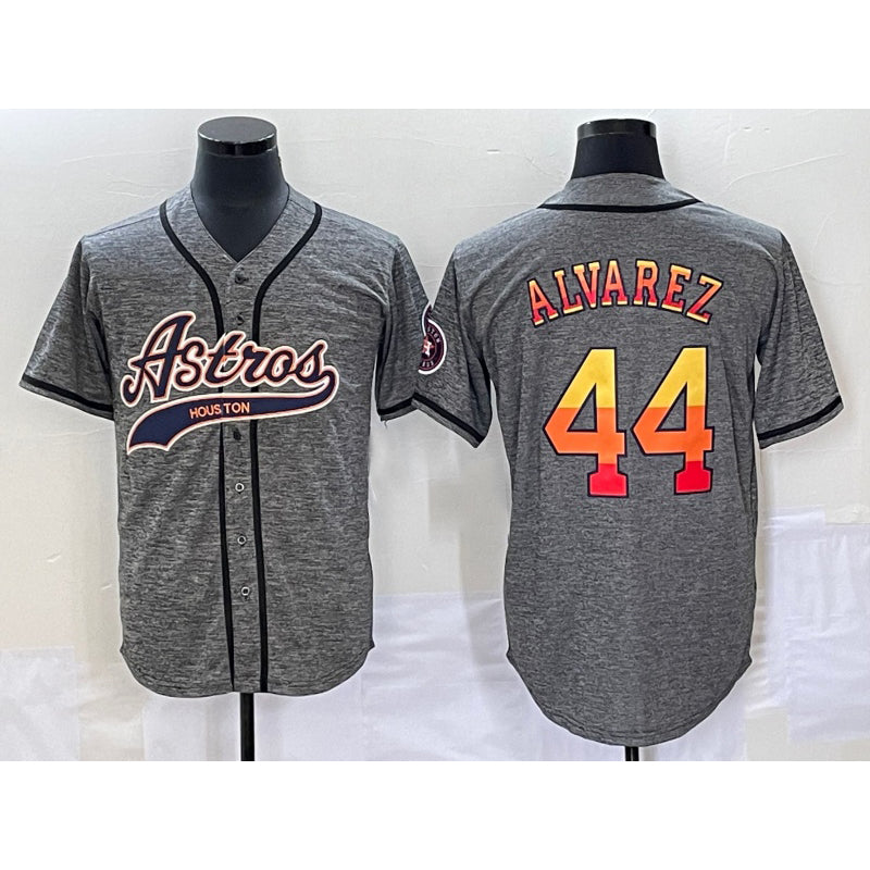 Houston Astros #44 Yordan Alvarez Grey MIKSHPS Gridiron Cool Base Stitched Jersey
