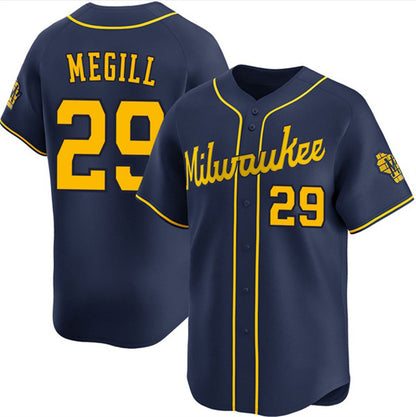 Milwaukee Brewers #29 Trevor Megill Navy MIKSHPS Alternate Limited Stitched Jersey