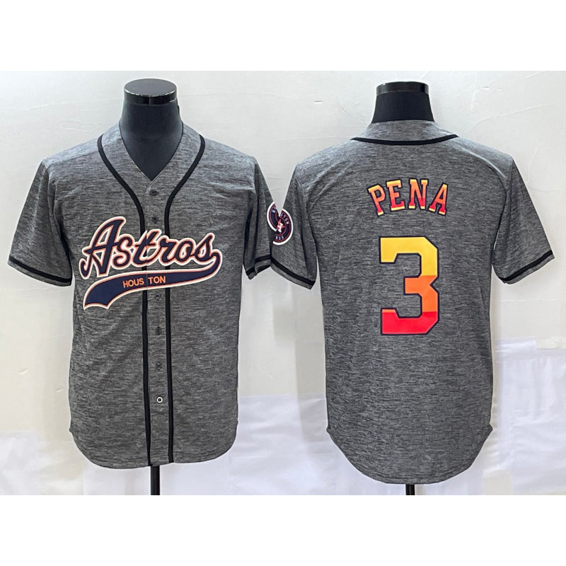 Houston Astros #3 Jeremy Pena Grey MIKSHPS Gridiron Cool Base Stitched Jersey