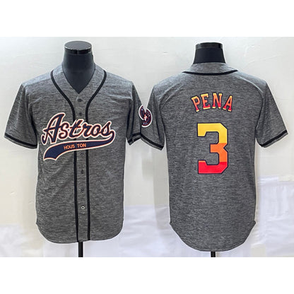 Houston Astros #3 Jeremy Pena Grey MIKSHPS Gridiron Cool Base Stitched Jersey