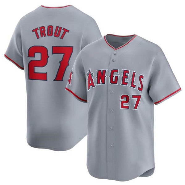 Los Angeles Angels #27 Mike Trout Gray MIKSHPS Away Limited Stitched Jersey