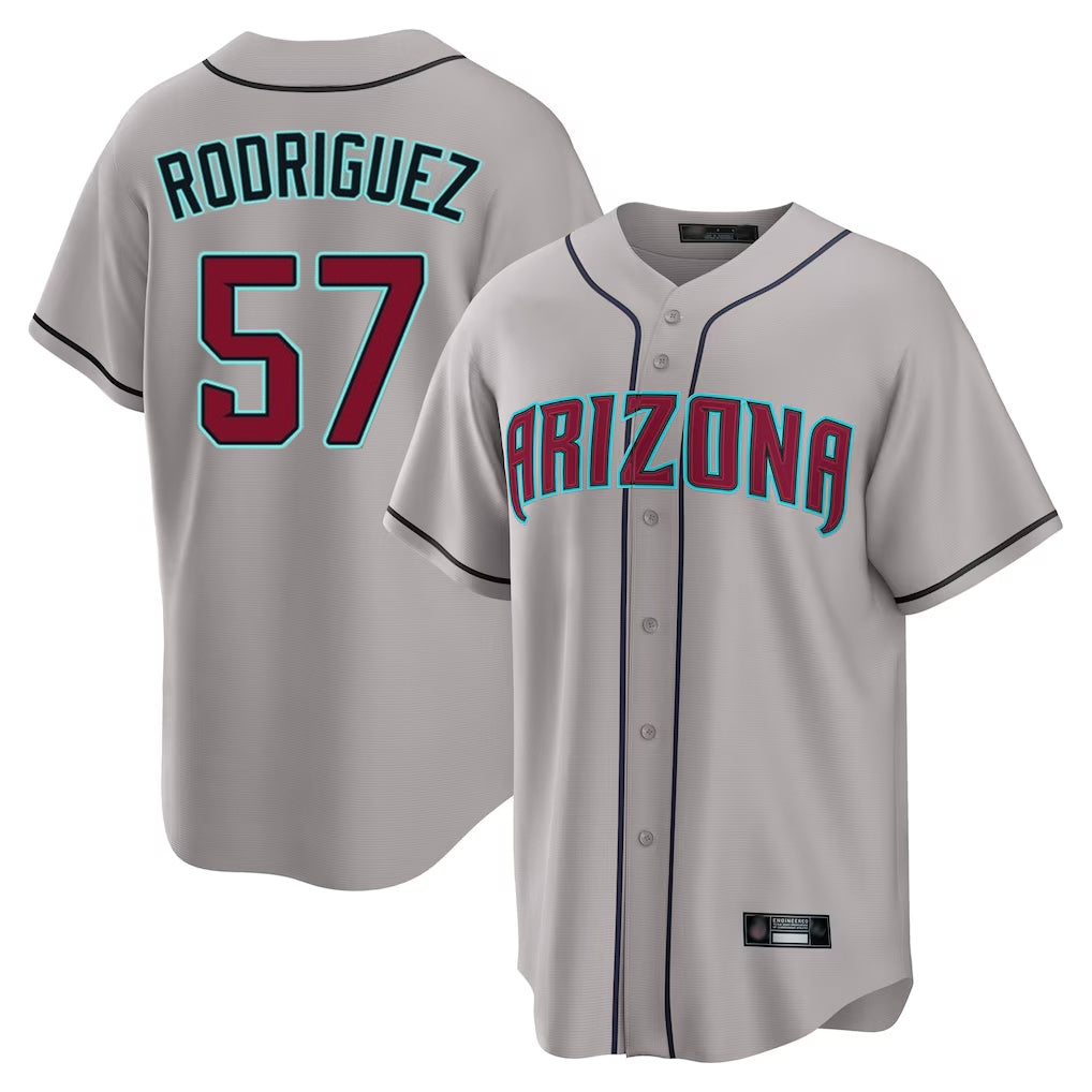 Arizona Diamondbacks #57 Eduardo Rodriguez Player Gray MIKSHPS Road Home Game Stitched Jerseys