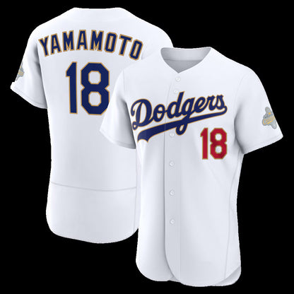 Los Angeles Dodgers #18 Yoshinobu Yamamoto White MIKSHPS 2026 Gold Collection Authentic Jersey