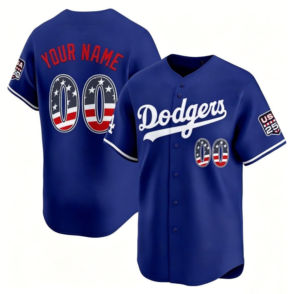 Custom Los Angeles Dodgers Royal MIKSHPS USA 250 Fourth of July Limited Stitched Jersey