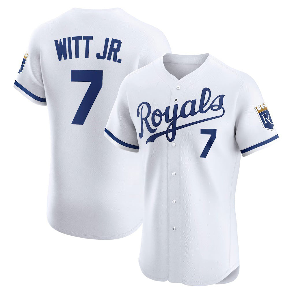 Kansas City Royals #7 Bobby Witt Jr. White MIKSHPS Home Elite Player Jersey