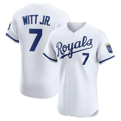 Kansas City Royals #7 Bobby Witt Jr. White MIKSHPS Home Elite Player Jersey
