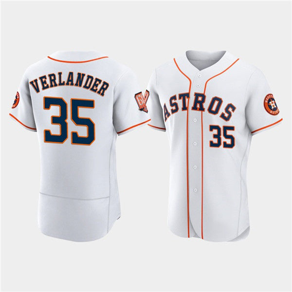 Houston Astros #35 Justin Verlander White MIKSHPS 60th Anniversary Flex Base Stitched Jersey