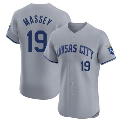 Kansas City Royals #19 Michael Massey Player Gray MIKSHPS Limited Elite Home Stitched Jerseys