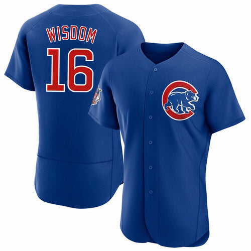 Chicago Cubs #16 Patrick Wisdom Blue MIKSHPS Flex Base Stitched Jersey