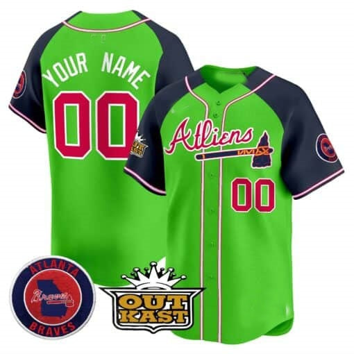 Custom Atlanta Braves Atliens Vapor Premier Limited Jersey ¨CGreen 2 MIKSHPS
