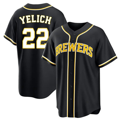 Milwaukee Brewers #22 Christian Yelich Player Black MIKSHPS Fashion Out Home Game Stitched Jerseys