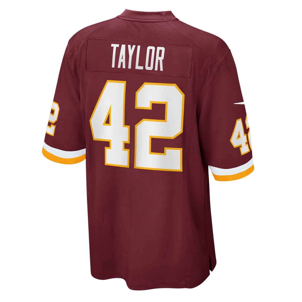 W.Football Team #42 Charley Taylor Burgundy MIKSHPS Retired Player Jersey