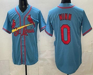 St Louis Cardinals #0 Masyn Winn Blue MIKSHPS Cool Base Jersey