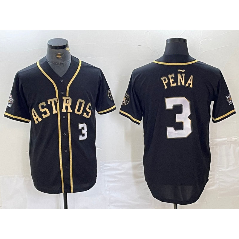 Houston Astros #3 Jeremy Pena Black Gold MIKSHPS Player Number Cool Base Jersey