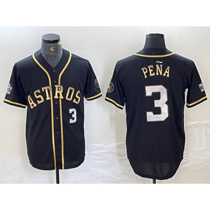 Houston Astros #3 Jeremy Pena Black Gold MIKSHPS Player Number Cool Base Jersey