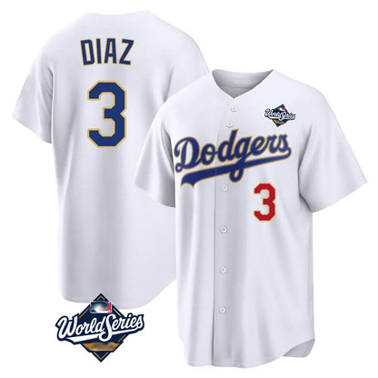 Los Angeles Dodgers #3 Edwin D¨ªaz Player Gold White MIKSHPS World Series World Series 2026 Collection Stadium Limited Stitched Jerseys