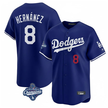 Los Angeles Dodgers #8 Enrique Hern¨¢ndez Player Royal MIKSHPS World Series Meet Limited Home Stitched Jerseys