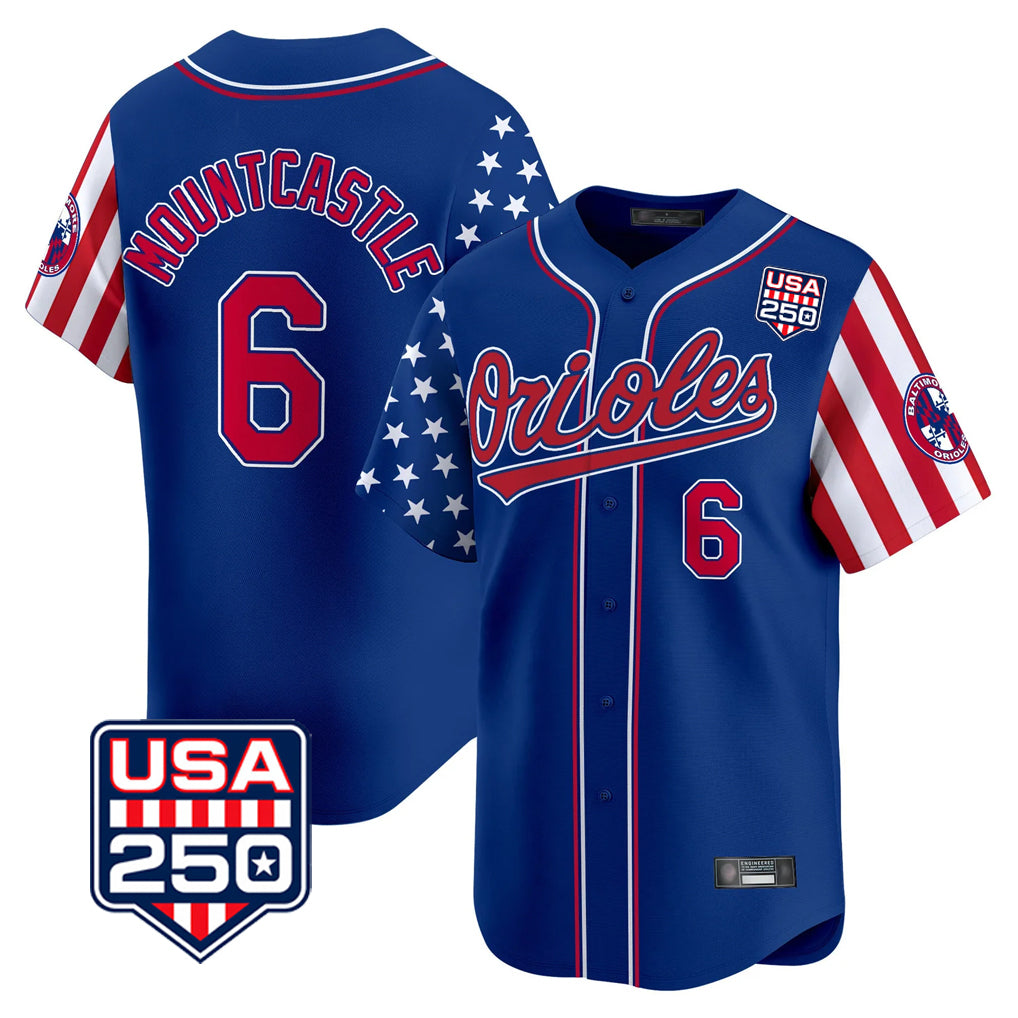 Baltimore Orioles #6 Ryan Mountcastle Player Royal MIKSHPS USA 250 Independence Day Vapor Premier Limited Home Game Stitched Jerseys
