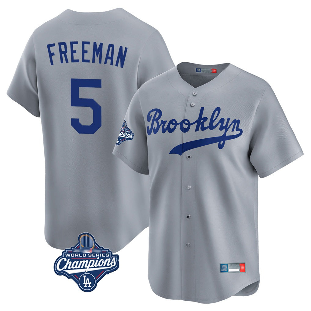 Los Angeles Dodgers #5 Freddie Freeman Player Gray MIKSHPS World Series Meet Game Limited Home Stitched Jerseys