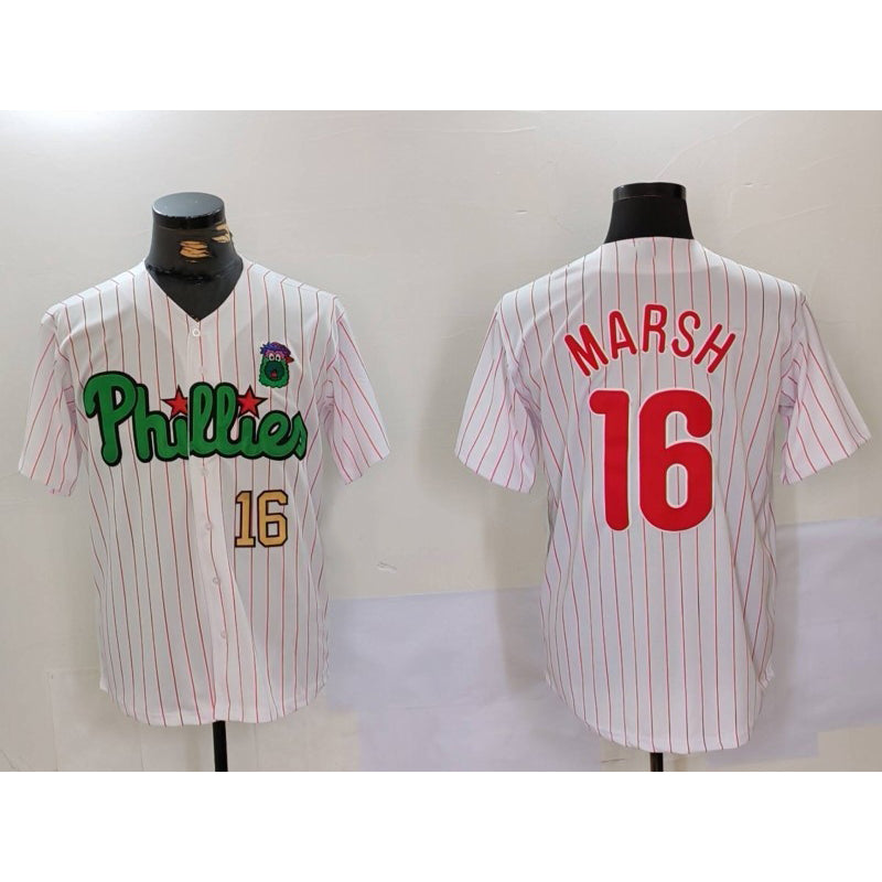 Philadelphia Phillies #16 Brandon Marsh White Green MIKSHPS Cool Base Stitched Jerseys
