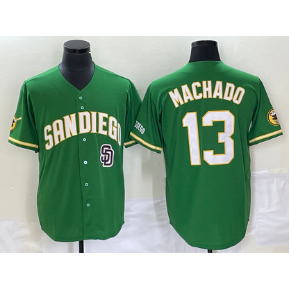 San Diego Padres #13 Manny Machado Green MIKSHPS Cool Base Stitched Jersey