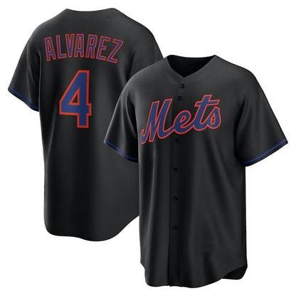 New York Mets #4 Francisco Alvarez Black MIKSHPS Alternate Replica Jersey