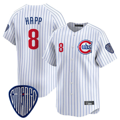 Chicago Cubs #8 Ian Happ Player White MIKSHPS Pinstripe Vapor Premier Limited Home Stitched Jerseys