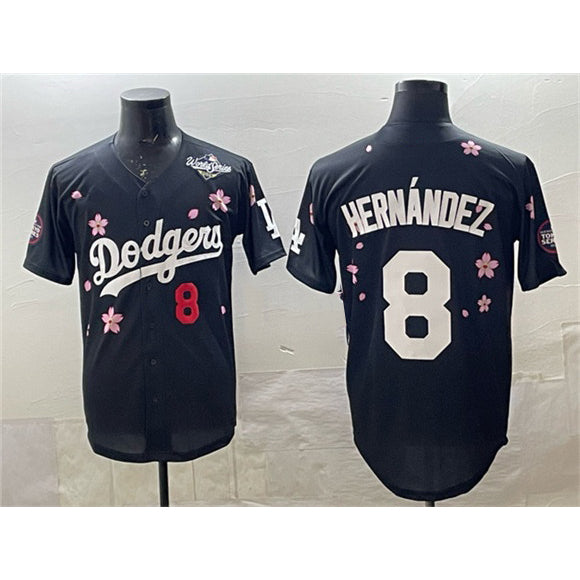 Los Angeles Dodgers #8 Enrique Hernandez Black MIKSHPS 2025 World Series Patch Tokyo Series Limited Stitched Jersey