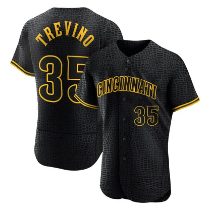 Cincinnati Reds #35 Jose Trevino Player Black MIKSHPS Snake Skin City Limited Elite Home Stitched Jerseys