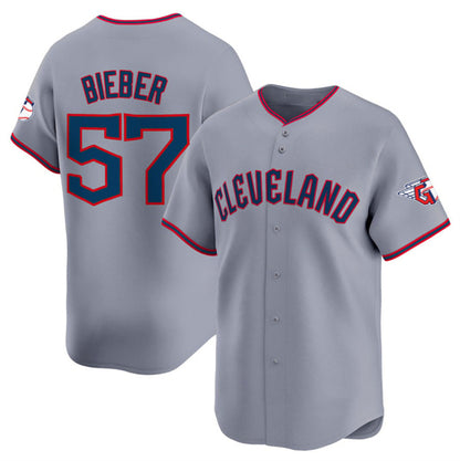 Cleveland Guardians #57 Shane Bieber Gray MIKSHPS 2025 Alternate Limited Stitched Jersey