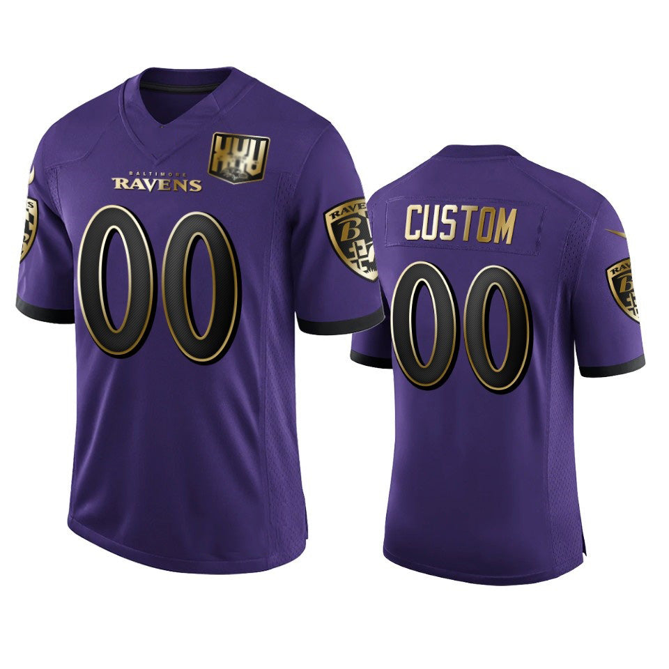 Custom B.Ravens Purple MIKSHPS Team 25th Season Golden Limited Jersey