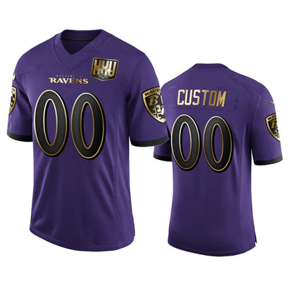 Custom B.Ravens Purple MIKSHPS Team 25th Season Golden Limited Jersey