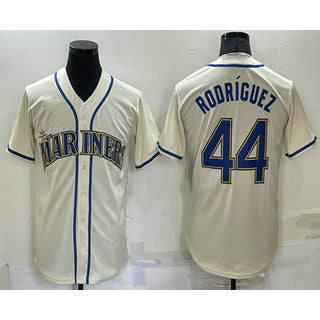 Seattle Mariners #44 Julio Rodriguez Cream MIKSHPS Stitched Cool Base Jersey