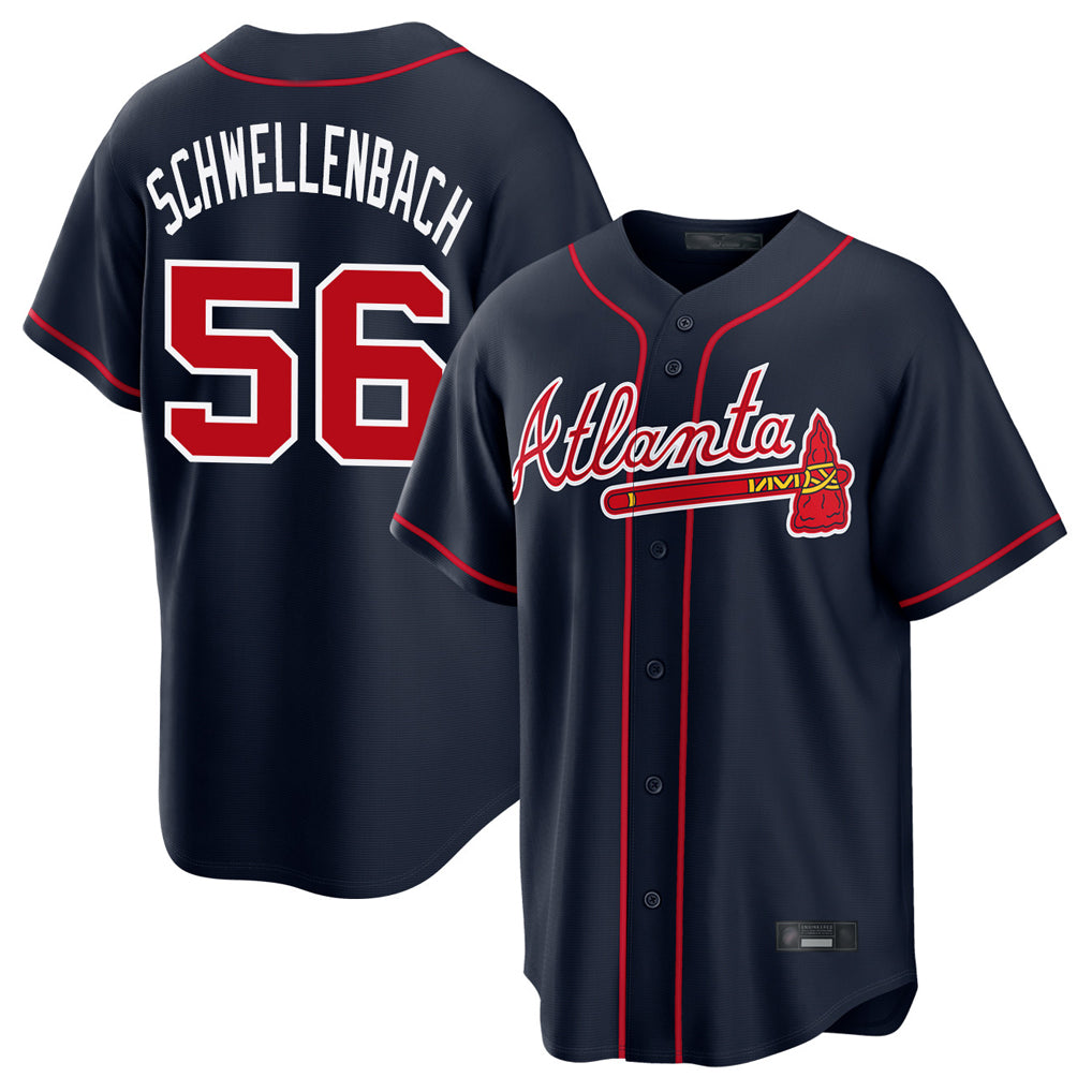 Atlanta Braves #56 Spencer Schwellenbach Player Navy MIKSHPS Home Game Stitched Jerseys