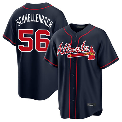 Atlanta Braves #56 Spencer Schwellenbach Player Navy MIKSHPS Home Game Stitched Jerseys