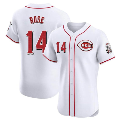 Cincinnati Reds #14 Pete Rose Player White MIKSHPS Limited Elite Home Stitched Jerseys